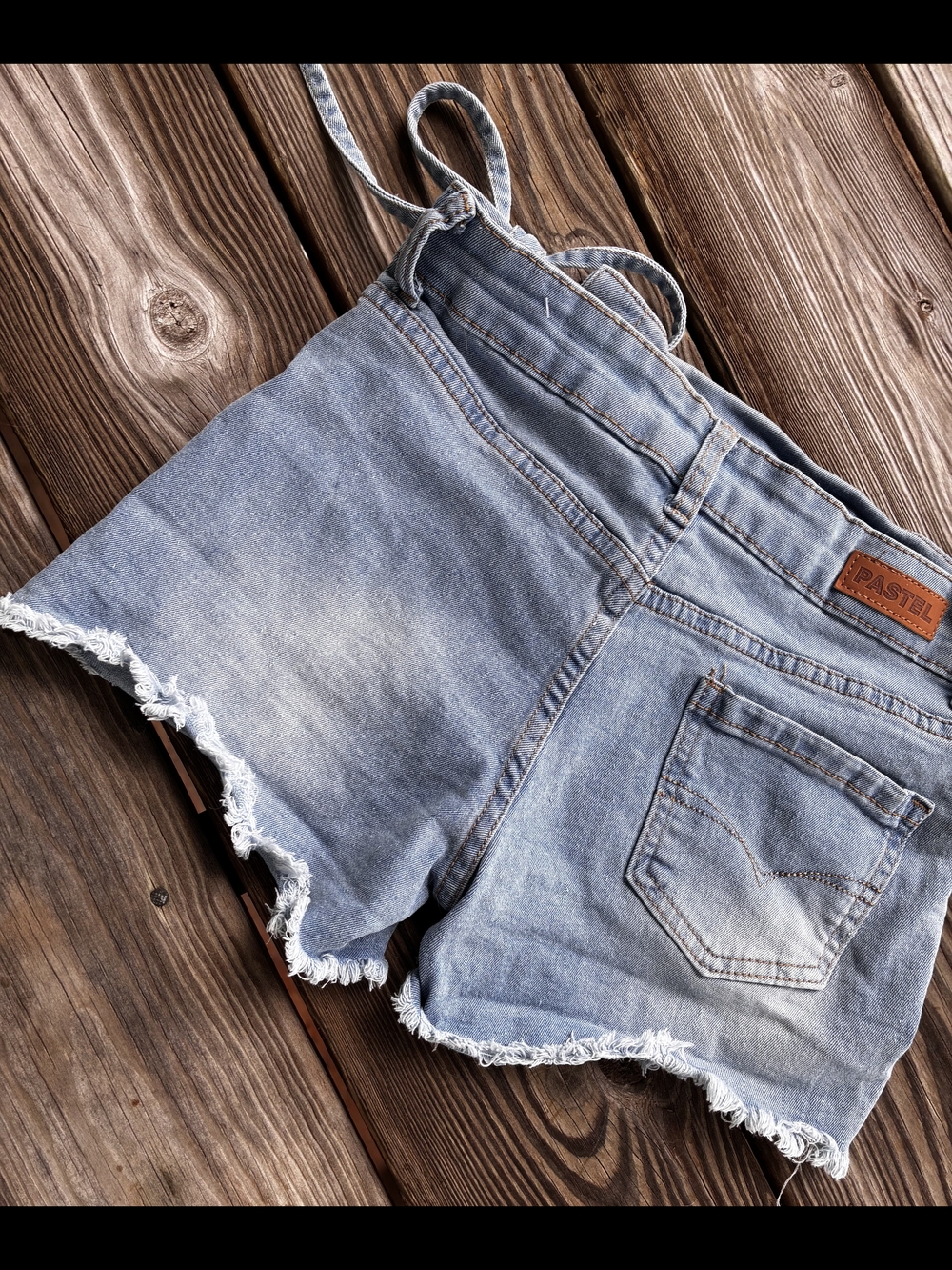 Pastels Faded Light Blue Distressed Denim Shorts